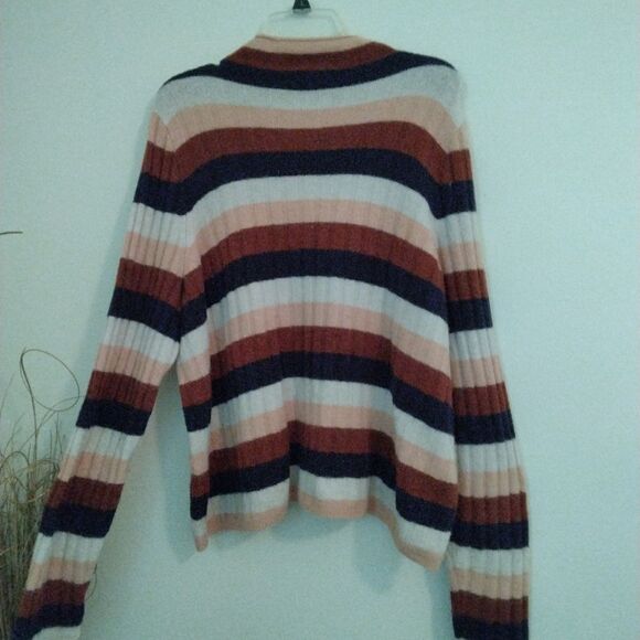 Madewell striped turtle neck sweater multicolor Mock neck size 3X - Picture 4 of 10